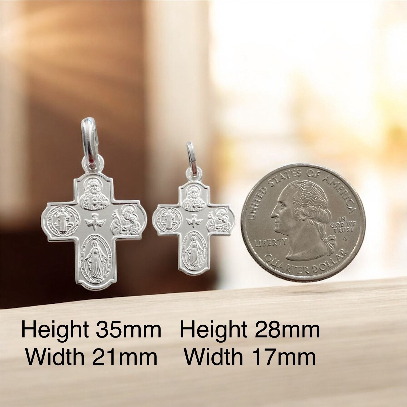 925 Solid Sterling Silver Cross Pendant 4 Way Cruciform Scapular Medal – ESP38