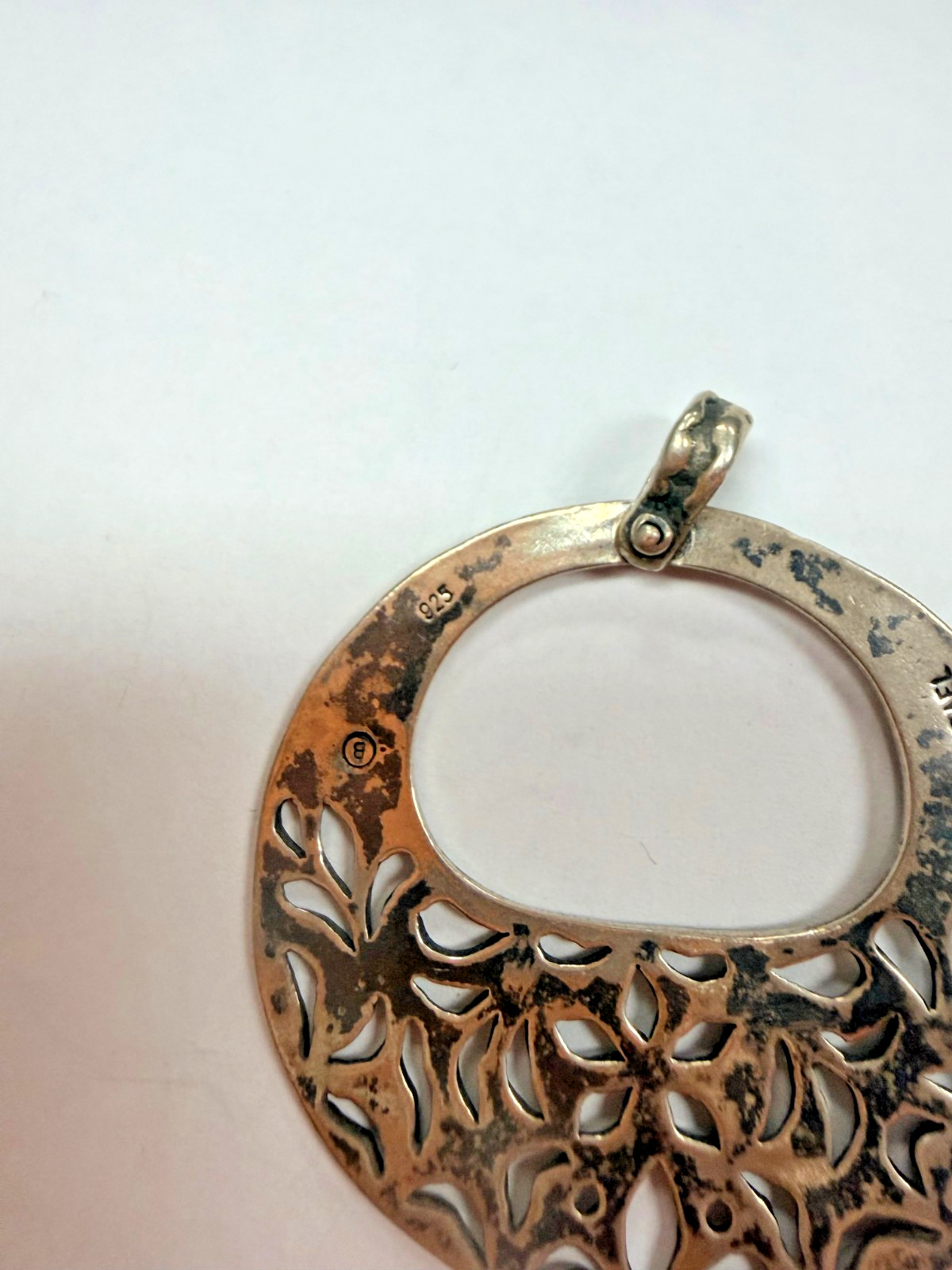 Unknown Designer Sterling Silver Round Pendant Signed Israel [115DuW]