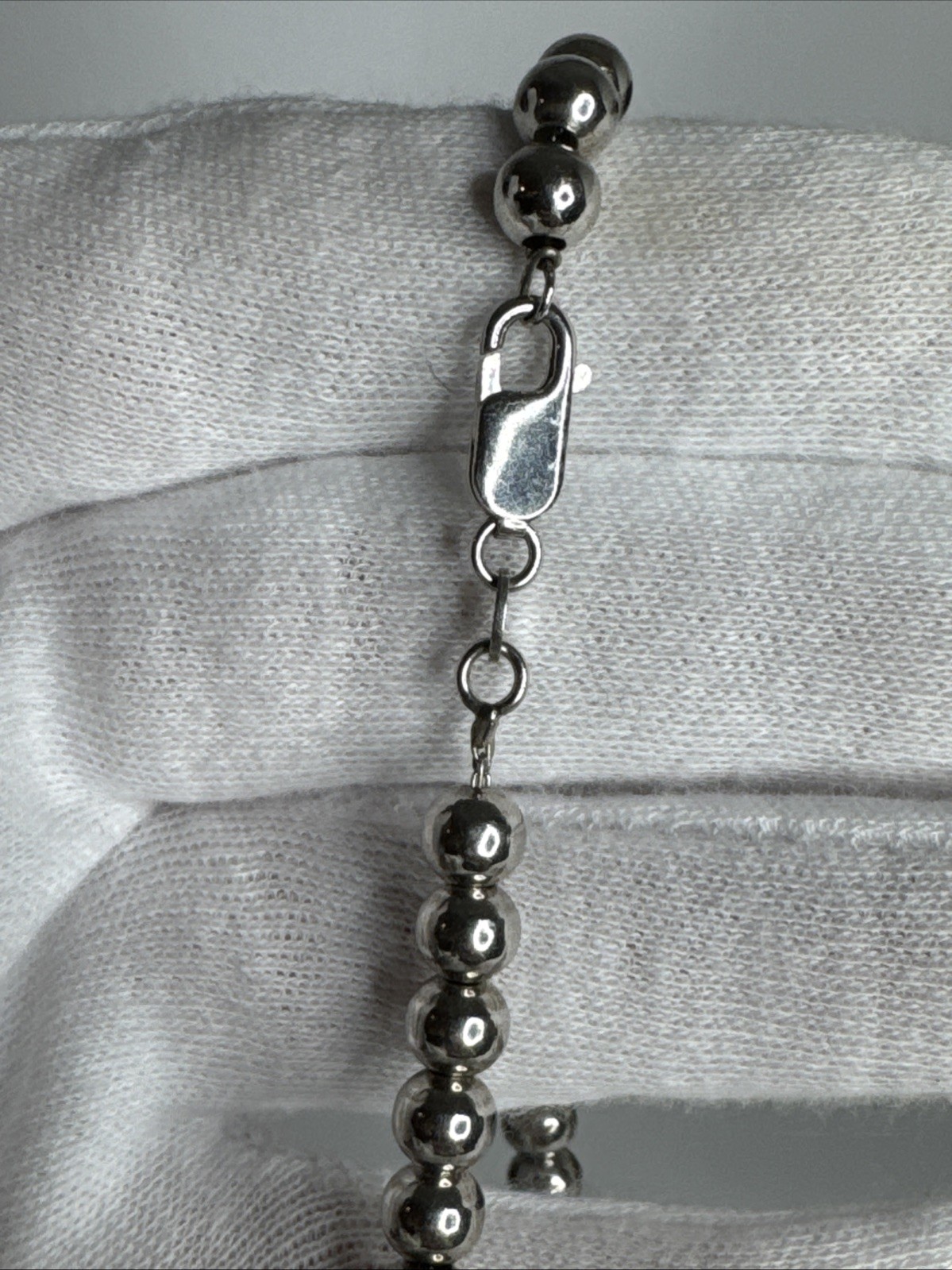 RIC Sterling Silver Graduated Bead Ball Necklace 18″ Italy 925
