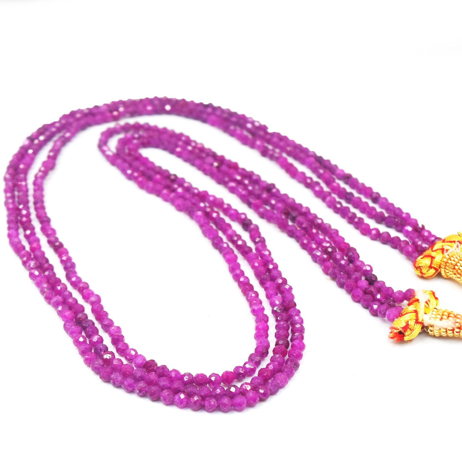 3 Strand Most Outstanding 131.Cts Faceted Red Spinel Beaded Necklace RK 89 AZ27