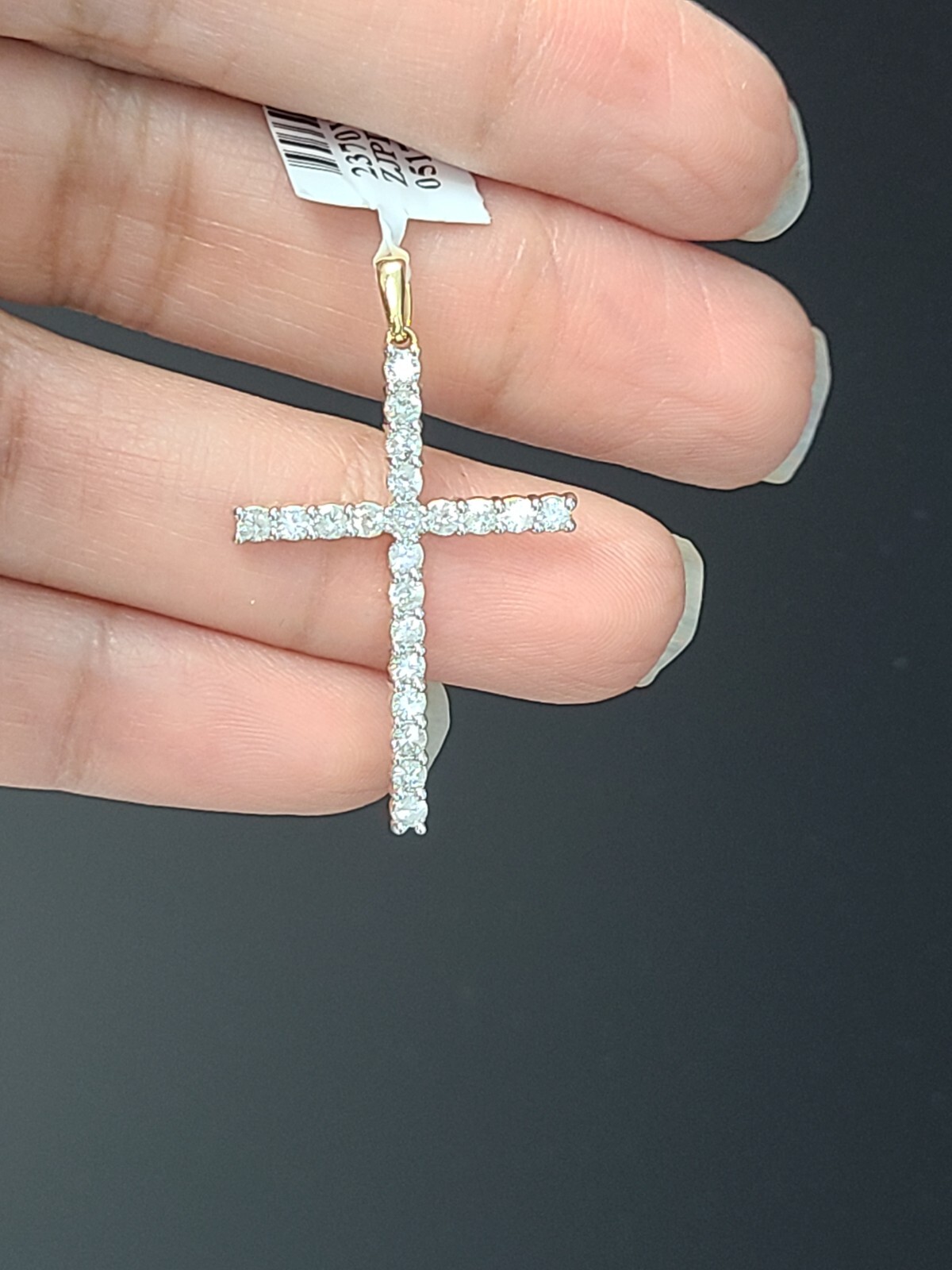 Deal! 0.75CTW GENUINE DIAMOND CLUSTER CROSS PENDANT CHARM IN 14K GOLD 34MM