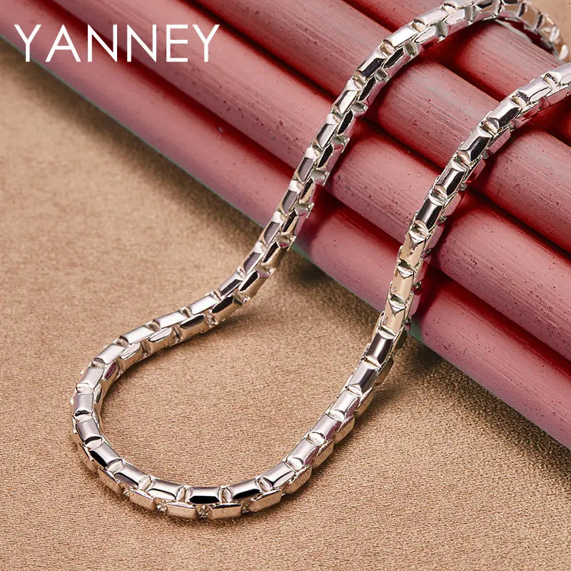 925 Sterling Silver 4MM Box Chain Necklace 18″ Men Women Hip Hop Jewelry Gift