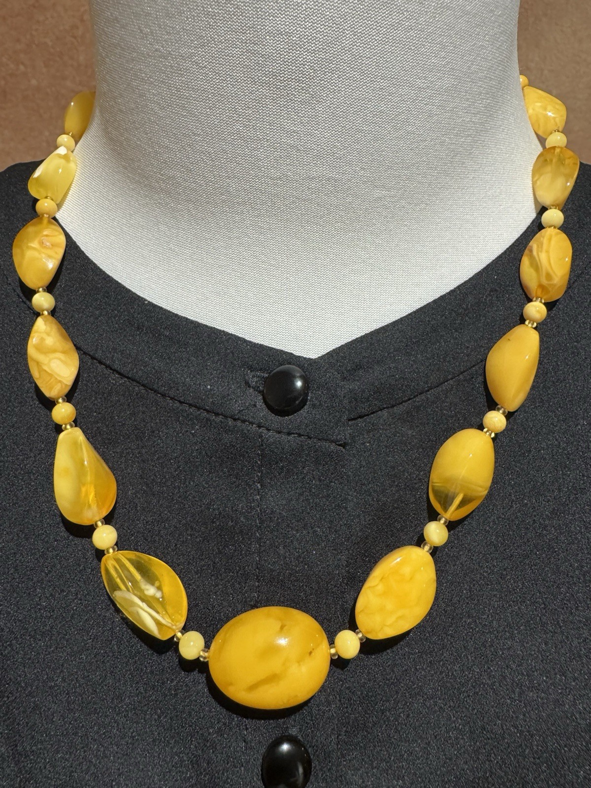 Natural Baltic Butterscotch Amber Necklace Diamond shaped spiral cut 23.5g 52cm