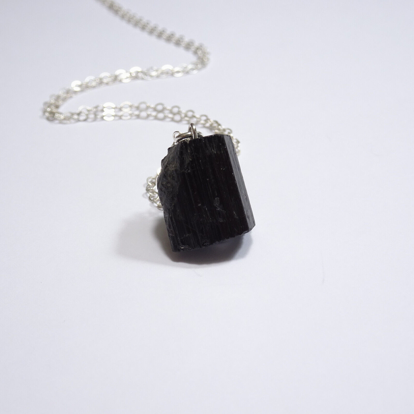 Crystal Raw Black Tourmaline Necklace Root Chakra Jewelry 925 Silver Chain Video