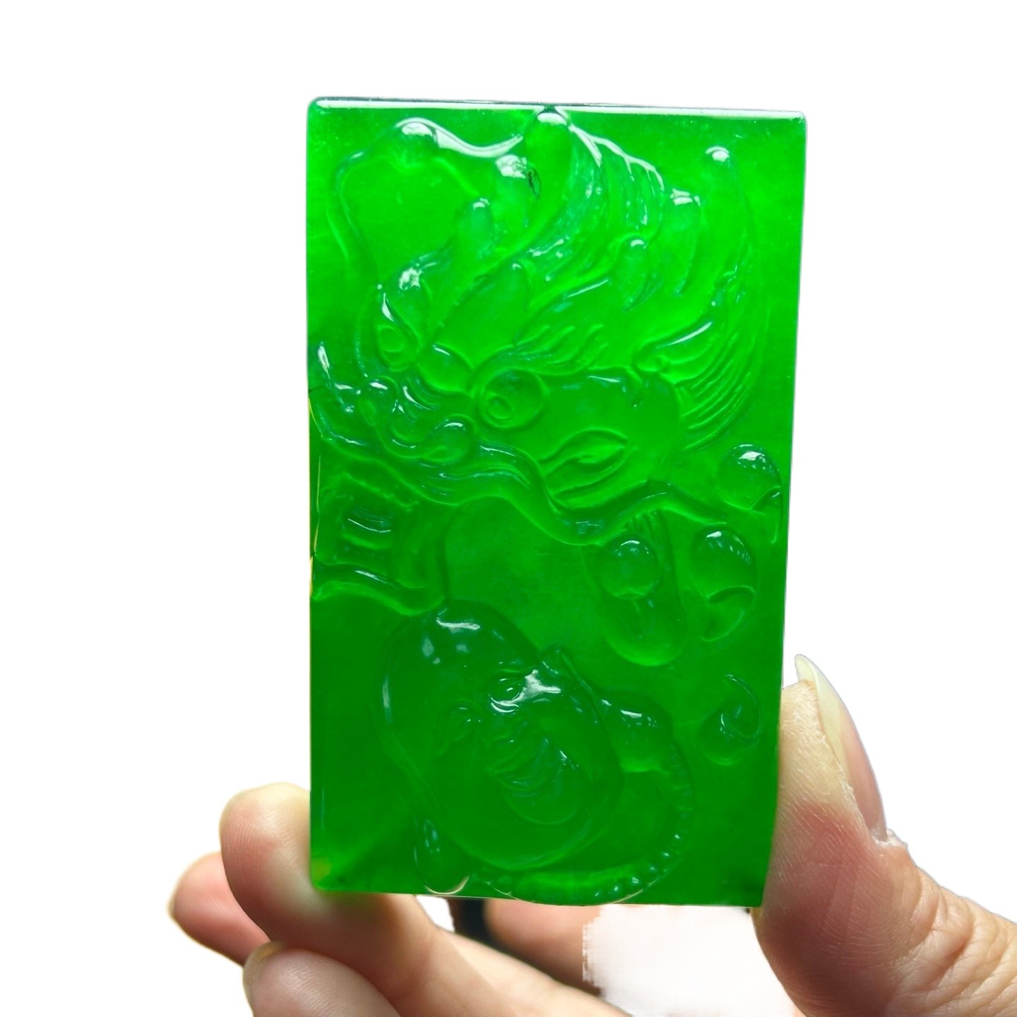 Natural Ice Burmese Jadeite Carved Dragon And Buddha Lucky Pendant Necklaces