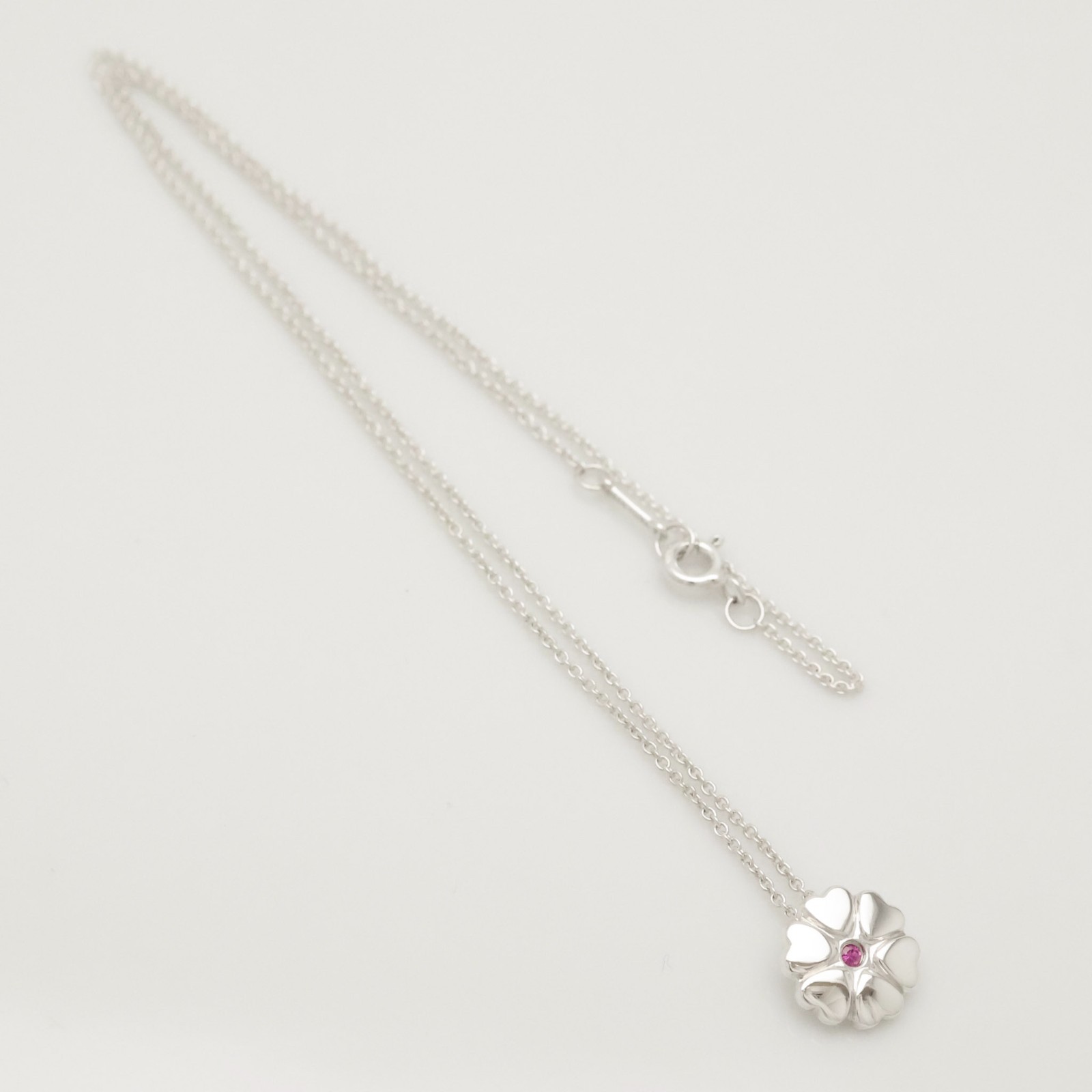 Authentic Tiffany & Co. Crown of Heart Pink Sapphire Necklace 16″ Silver w/Pouch