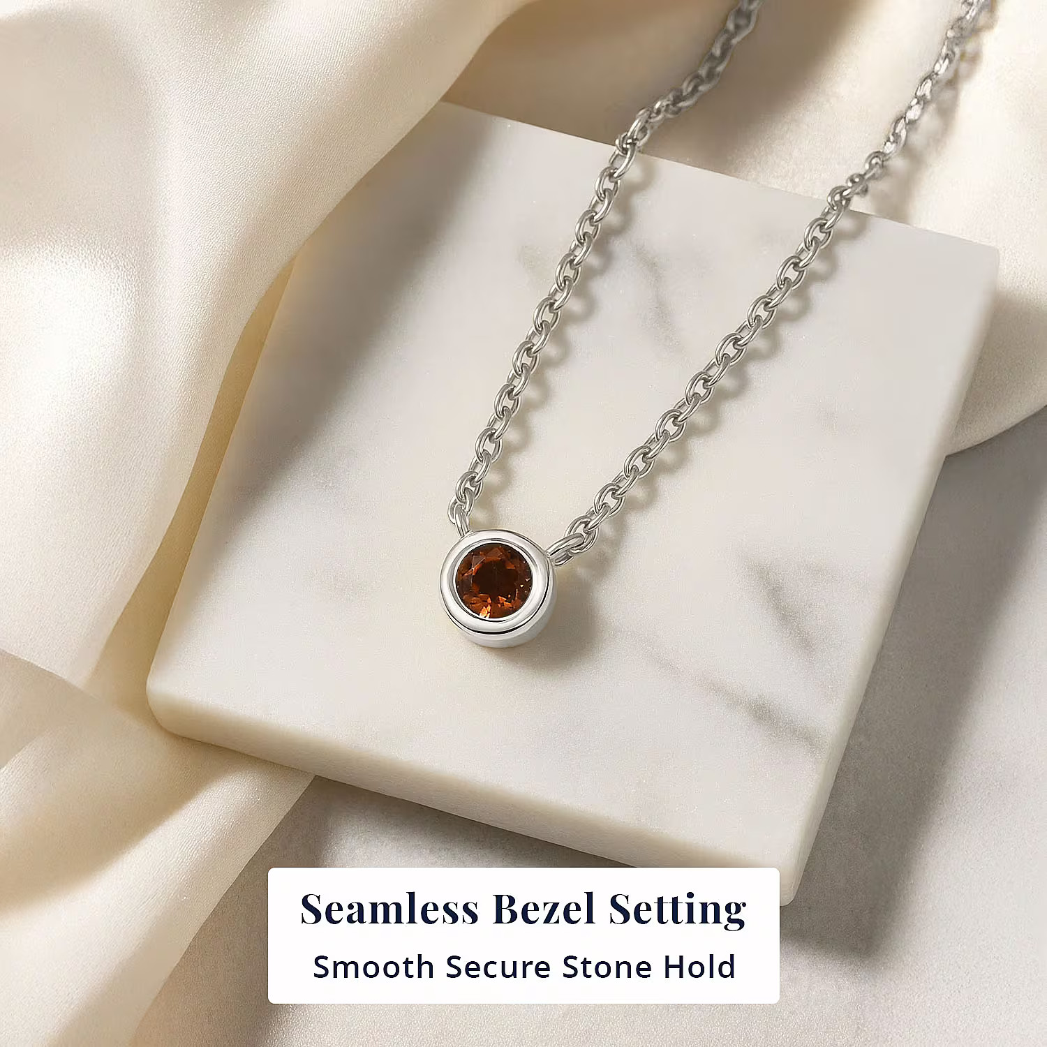 Citrine 0.25 ctw Necklace 18 Inches in Rhodium Plated Sterling Silver Christmas