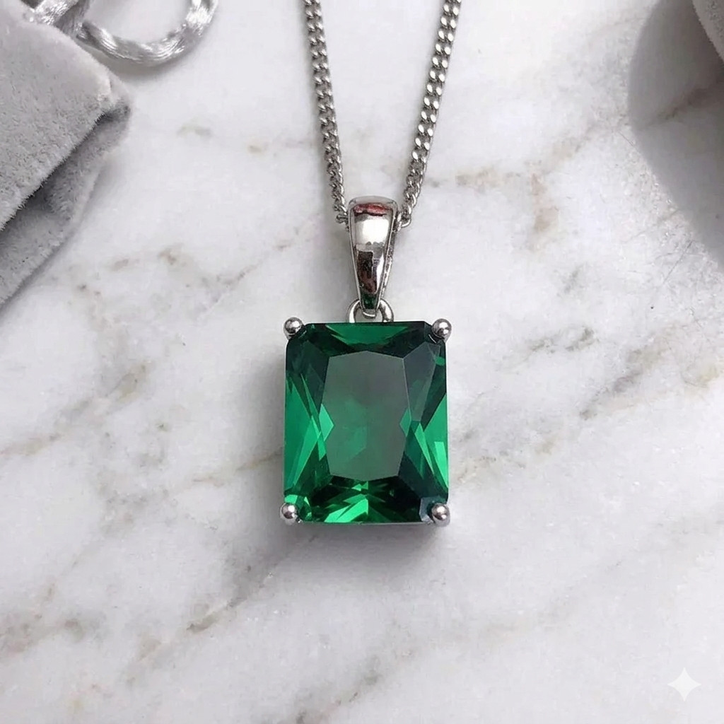 Elegant Mens Emerald Pendant 925 Sterling Silver Ring Gift Jewelry Gift Pendant