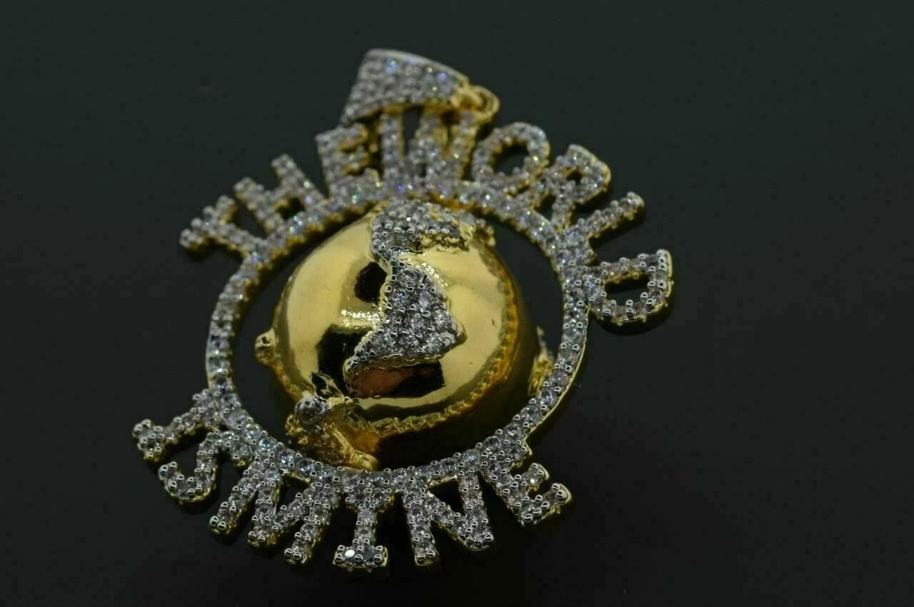 1.60 Ct Round Diamond The World Is Mine Globe Pendant 1.40″ 14K Yellow Gold Over