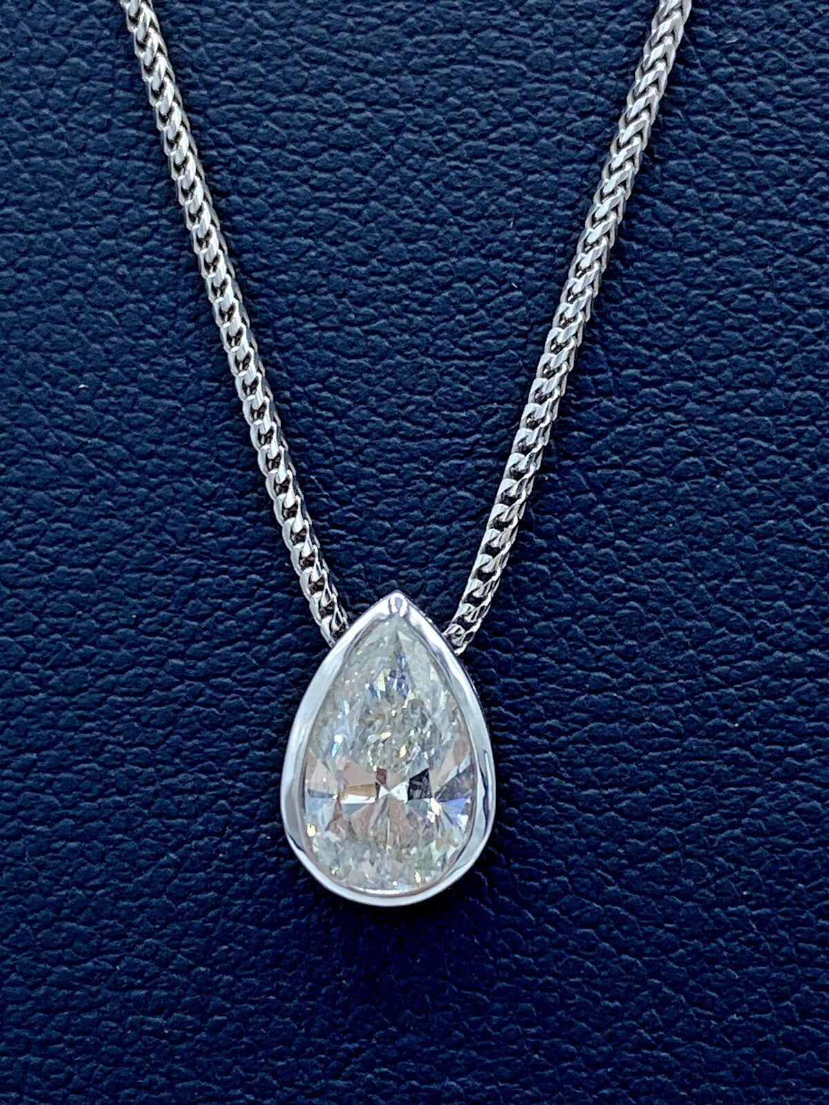 14K White Gold 1.17 CT Pear Cut Diamond Pendant Necklace with JAGi Appraisal