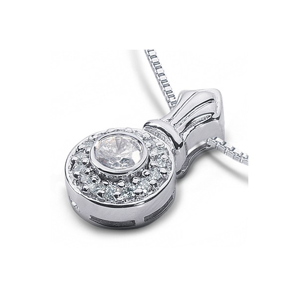 0.87ctw F/VS2 Round Cut Natural Certified Diamonds White Gold Halo Pendant
