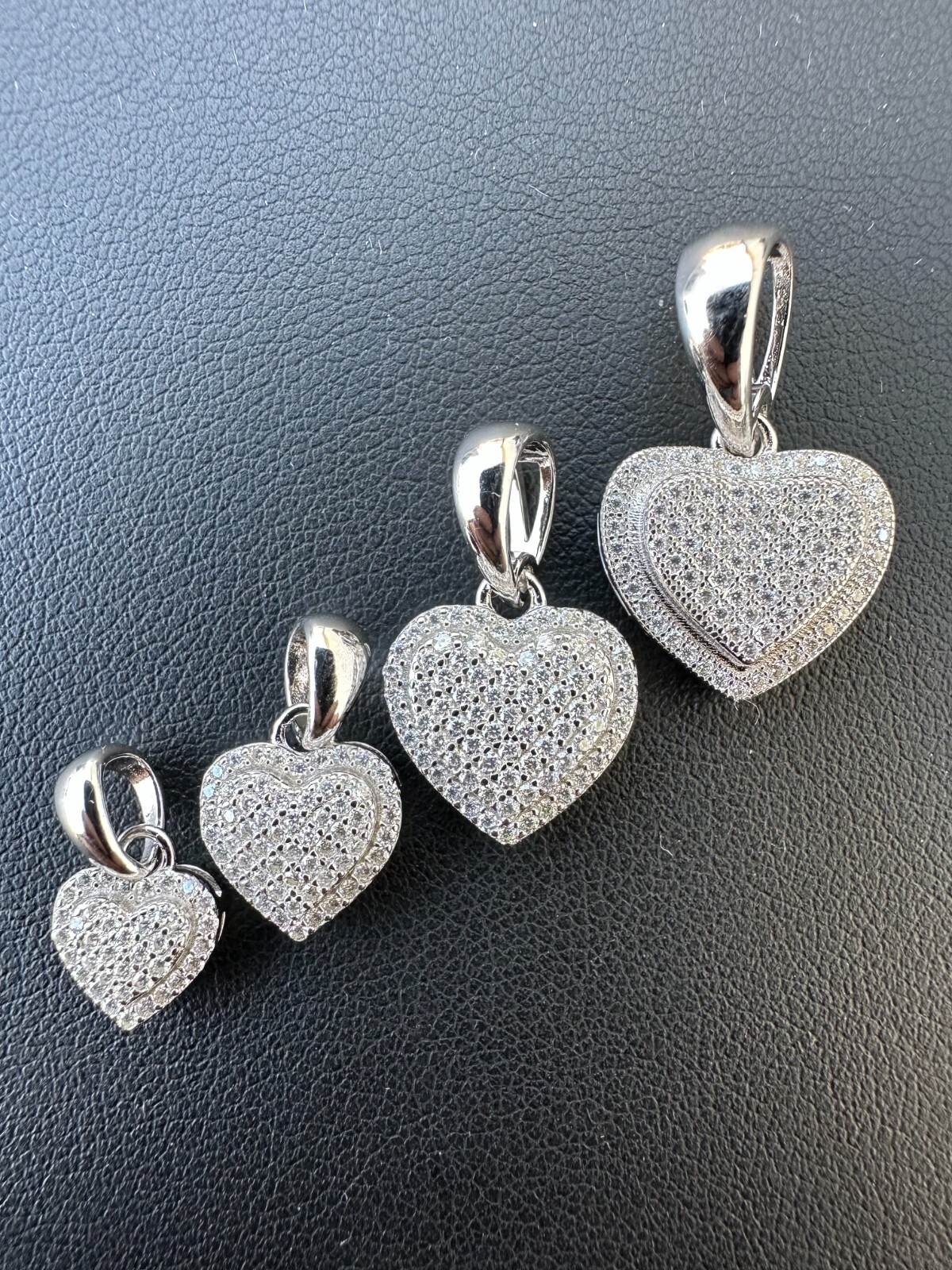 MOISSANITE 925 Silver Iced Small Ladies Heart Shaped Love Pendant Necklace Charm