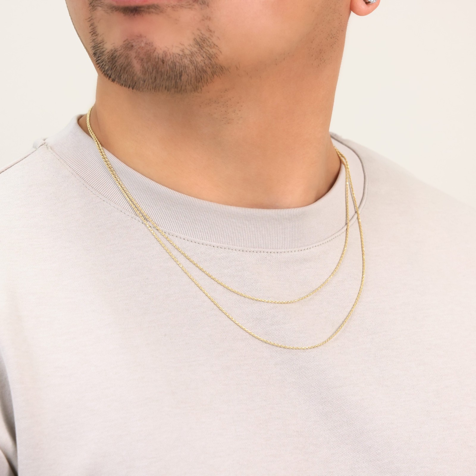 14K Yellow Gold Solid 1mm Diamond Cut Rope Link Chain Pendant Necklace 16″-30″