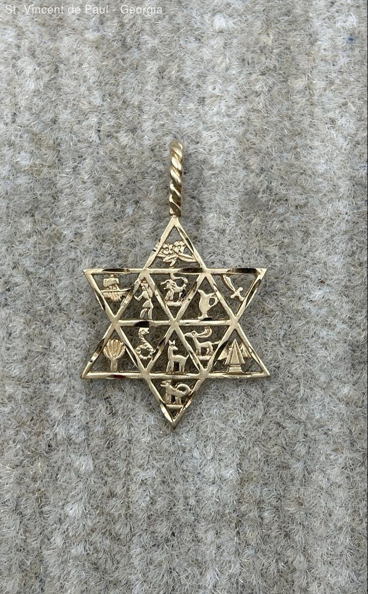 Vintage 14k Yellow Gold Star of David Dangle Pendant Beautiful Condition 2.45g