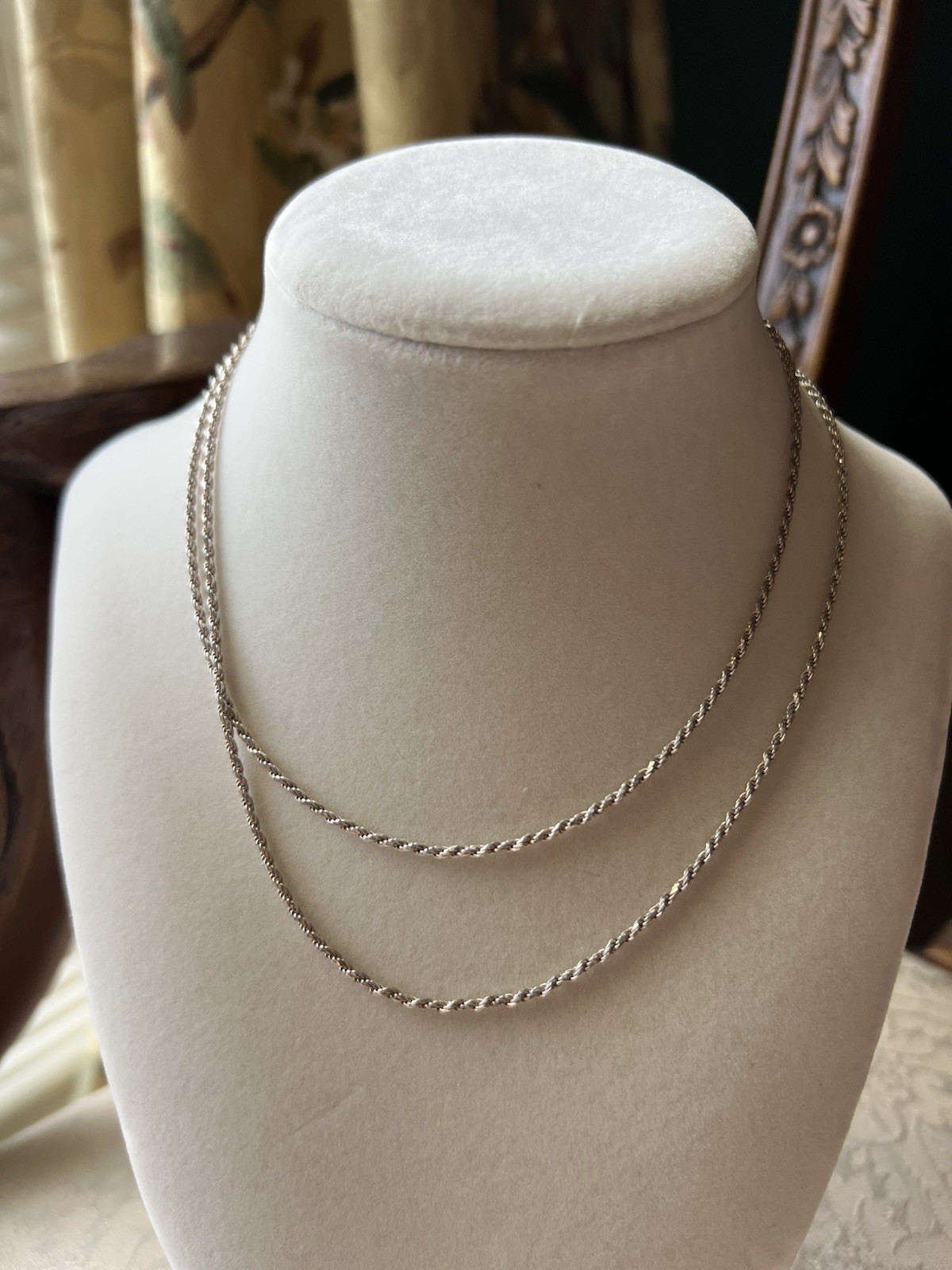 929 ITALY Sterling Silver Twisted Rope Chain 30 Inches 2mm Width, 8.83gm