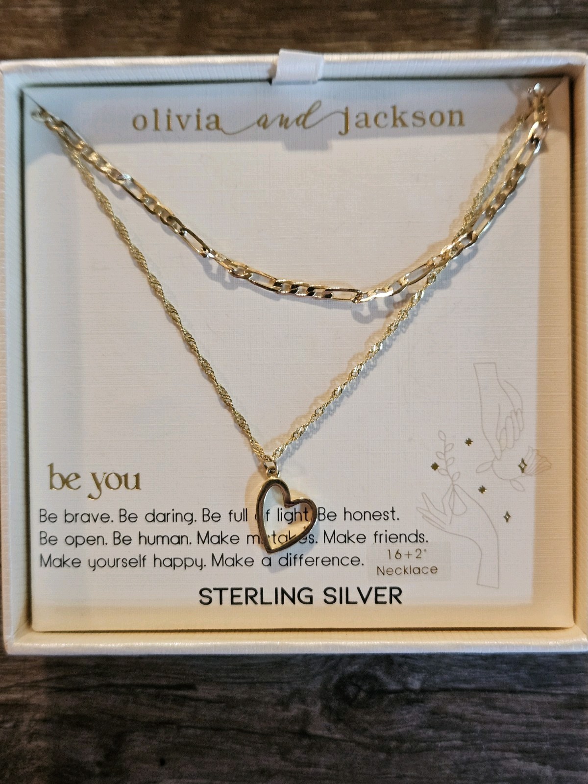 Olivia And Jackson Gold Over Sterling Silver Heart Charm Be You Necklace 16”+2”