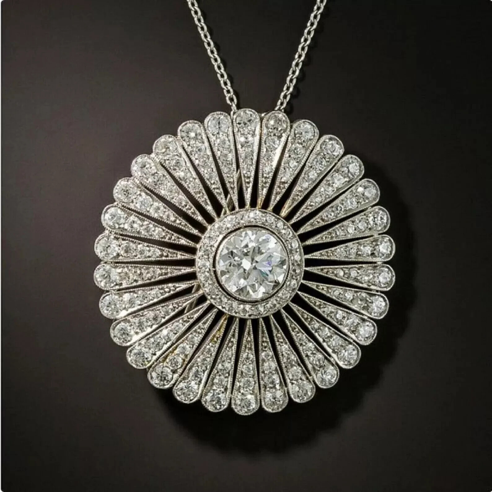2.40Ct Lab Created Diamond Round Pendent 14k White Gold Silver Plated
