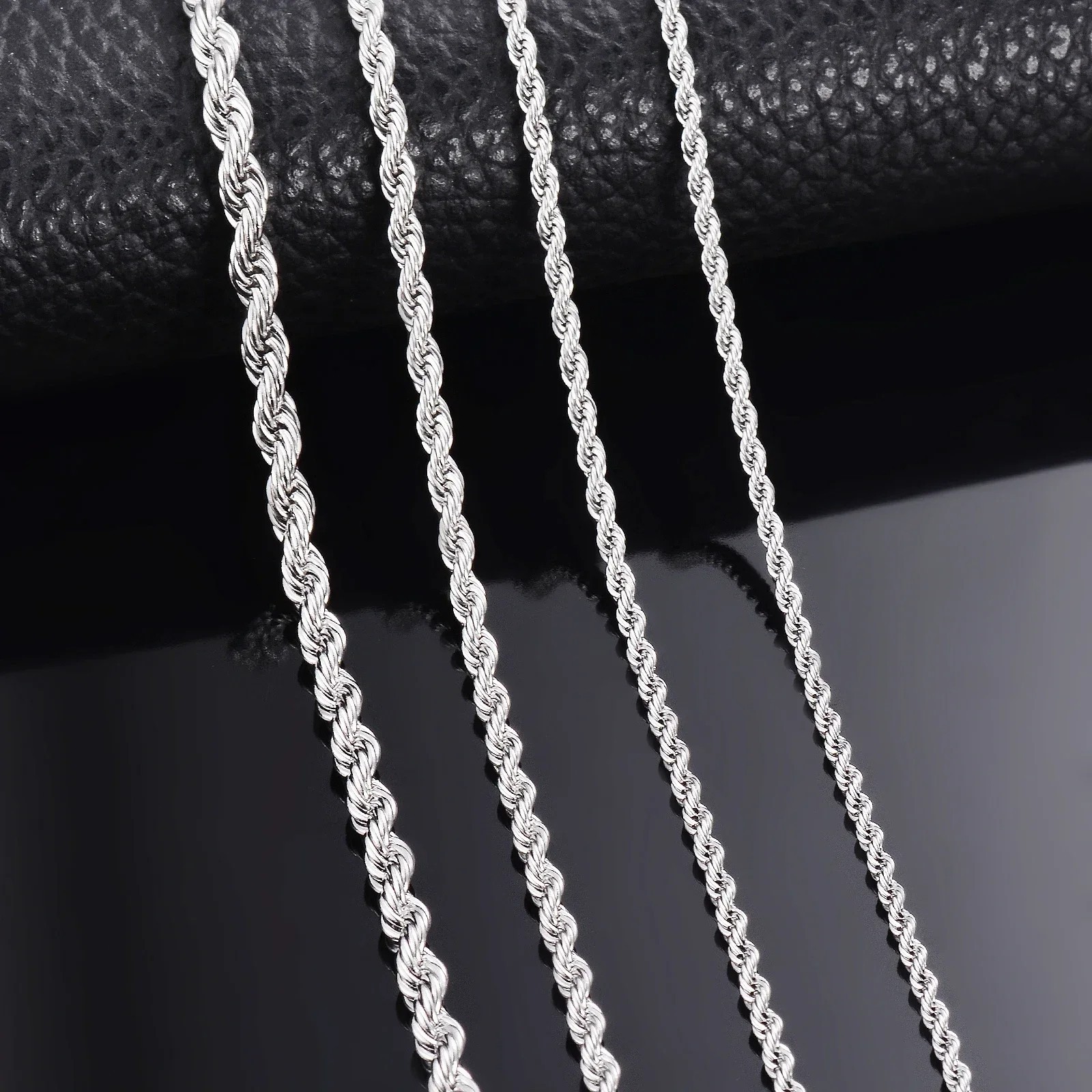 925 Sterling Silver Rope Chain Necklace 2/3/4MM 40-75cm Prince of Wales UK