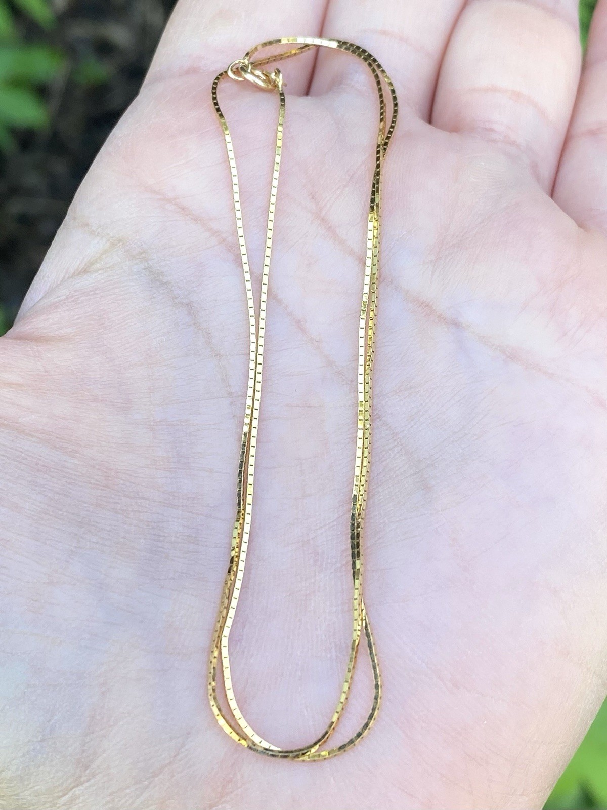 Solid 14k Yellow Gold Box Chain Necklace 1.63 Grams- 16 Inches