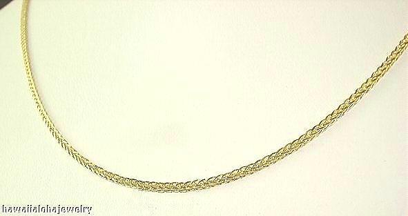 1.5MM ITALIAN SOLID 14K YELLOW GOLD DC SPIGA SQUARE WHEAT CHAIN NECKLACE 16-24″