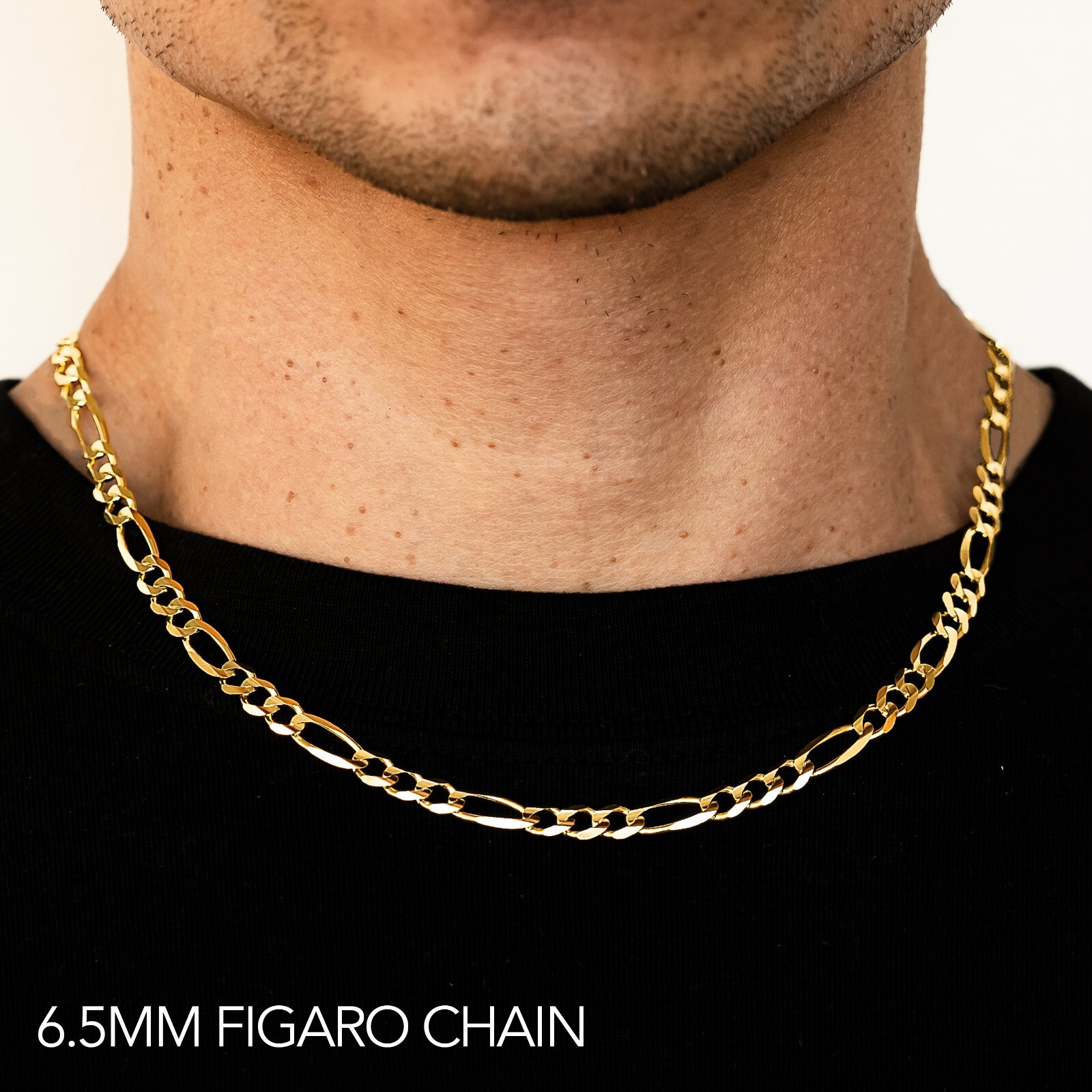 14k Yellow Gold 2mm-6.5mm Solid Figaro Chain Necklace Bracelet Size 7″ – 30″
