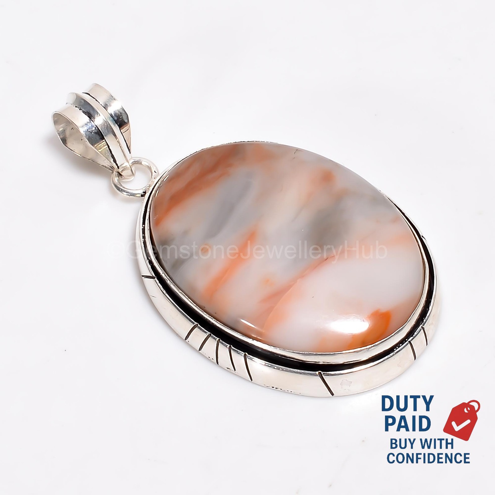 Genuine Red Calcite Sterling Silver Birthday Unique Engagement Wedding Pendant