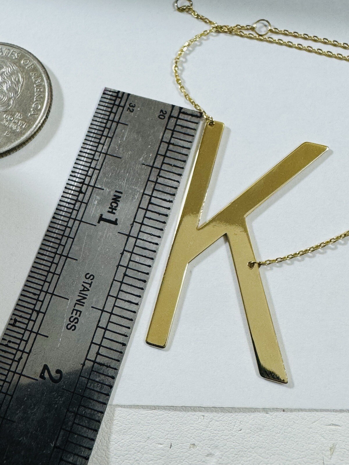 RARE 18K 750 YELLOW Gold Letter K initial Necklace 16.5/17.5” Long 1mm 4.1g