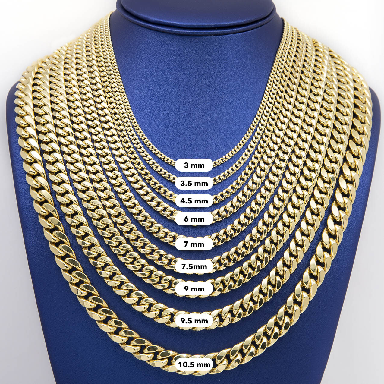 Miami Cuban Chain Necklace Real 10K Yellow Gold All Sizes
