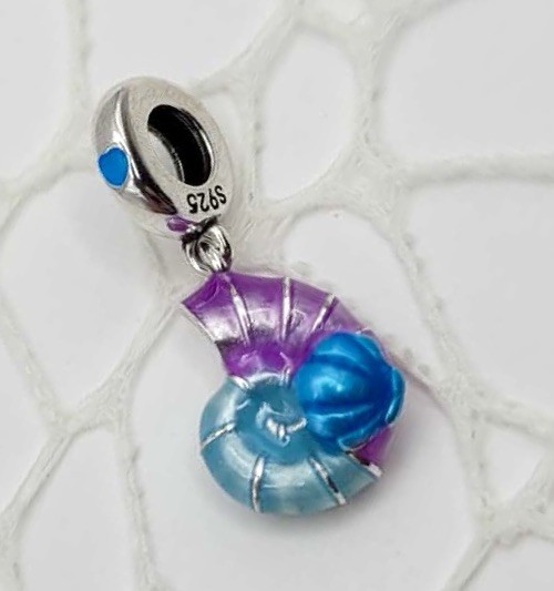 925 Sterling Silver Colorful Nautilus Shell Charm Pendant For Bracelet /Necklace