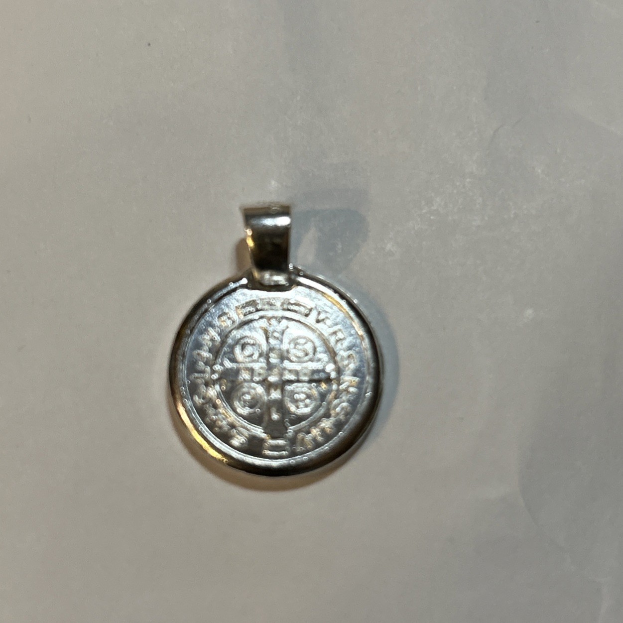 925 Sterling Silver Saint Benedict Medal Round Pendant 2 Sided Prayers NEW Solid