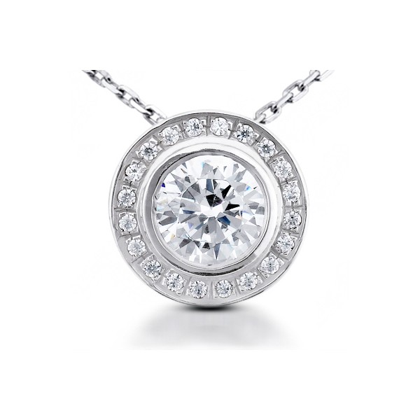 0.92ctw F/SI1 Round Cut Earth Mined Certified Diamonds Platinum Halo Pendant