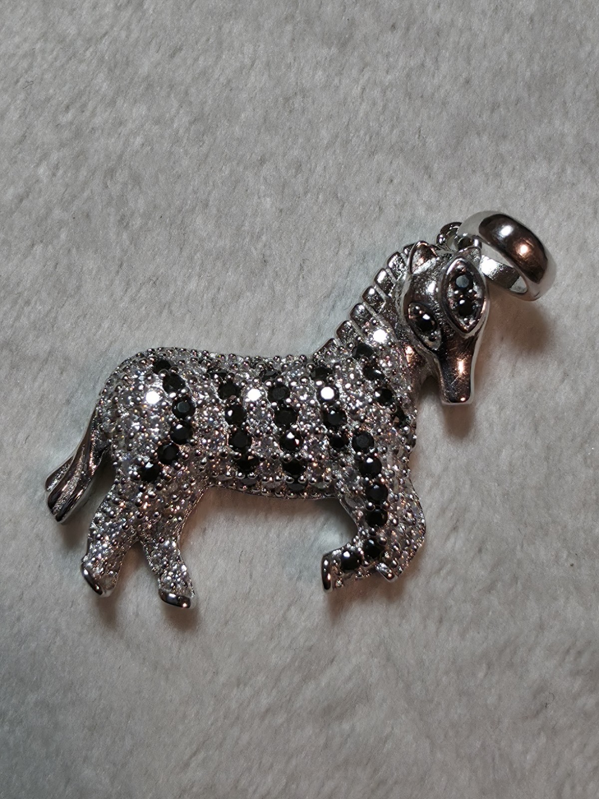 1.50CTW Moissanite Zebra Charm Pendant 925 Sterling Silver
