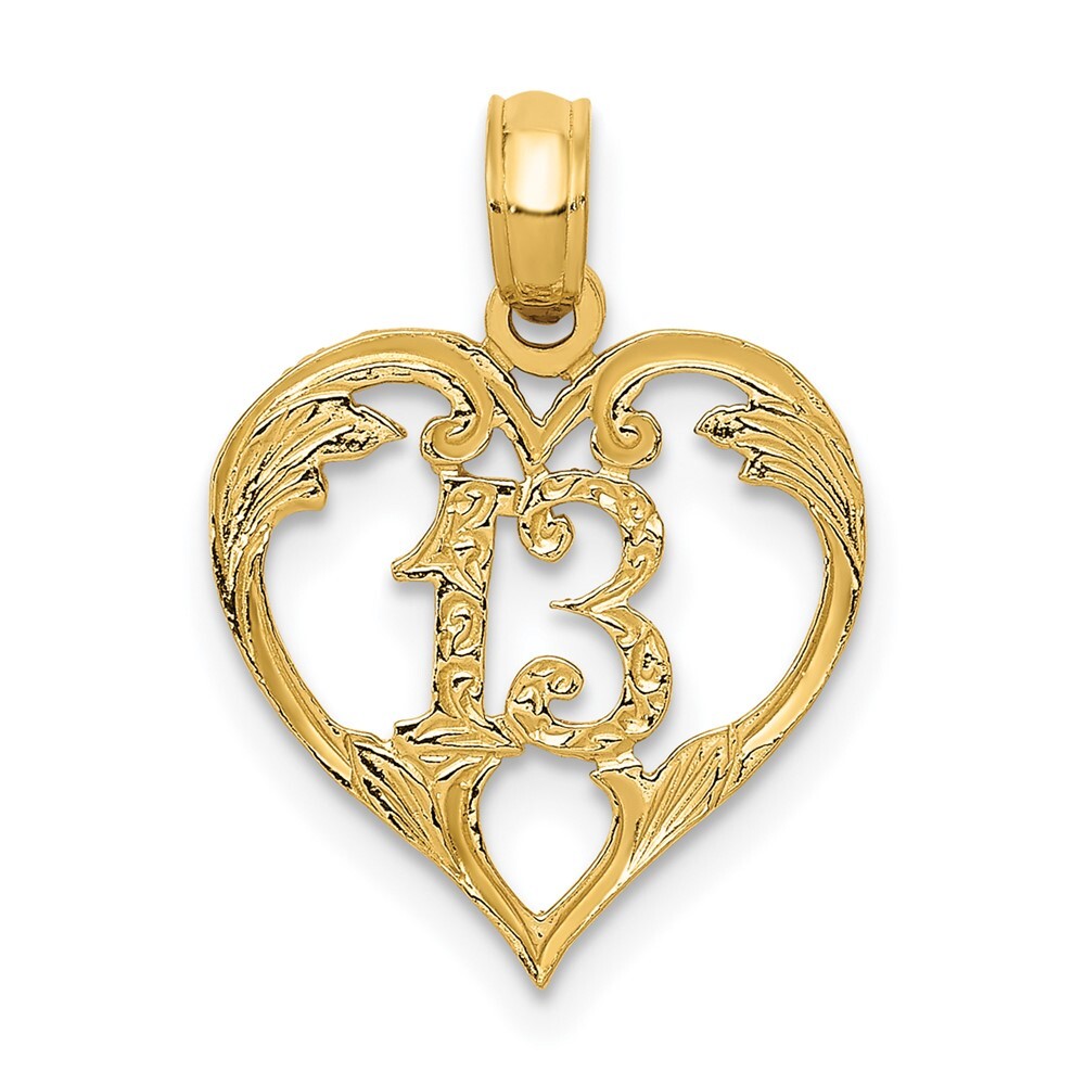 Real 10kt Yellow Gold 13 in Heart Cut-out Pendant