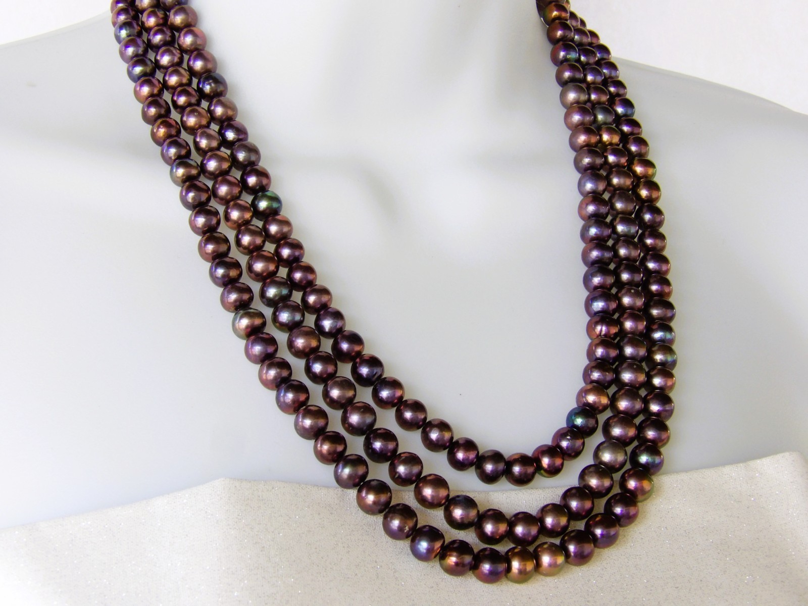 20 inches long Dark Potato Layered Genuine Freshwater Pearl Necklace NK971