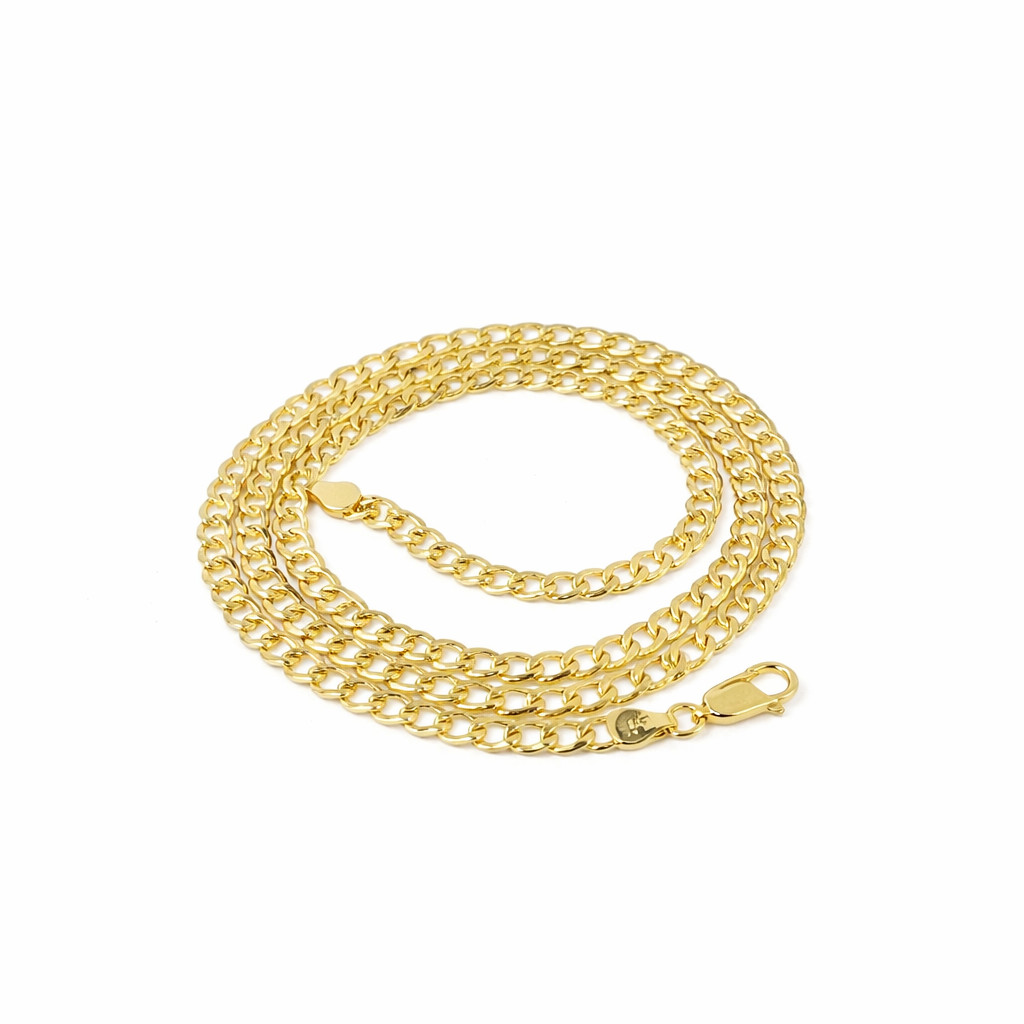 Real 14K Gold Cuban Curb Link Chain Necklace 5mm Mens Womens 18 20 22 24 Inch