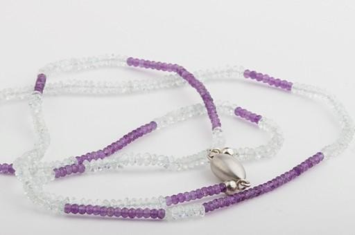 Amethyst Aquamarine Chain Clasp 925 Sterling Silver Length 70cm New