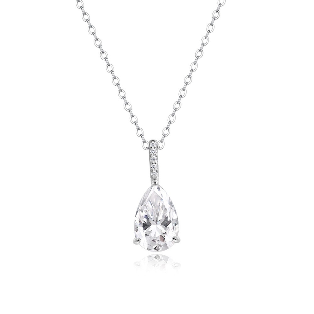2/3ct Real Pear Cut Moissanite Pendant Necklace 925 Sterling Silver Women Chain