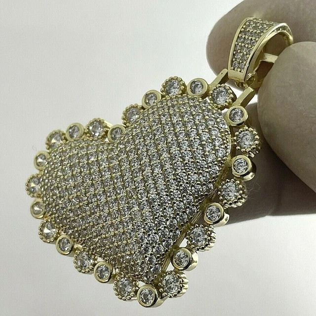 2Ct Lab Created Diamond Round Heart Men’s Charm Pendant 14K Yellow Gold Plated