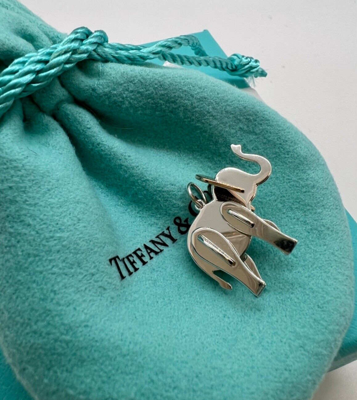 Tiffany & Co. Save the Wild Elephant Charm in Sterl Silver/ 18 K R Gold Italy