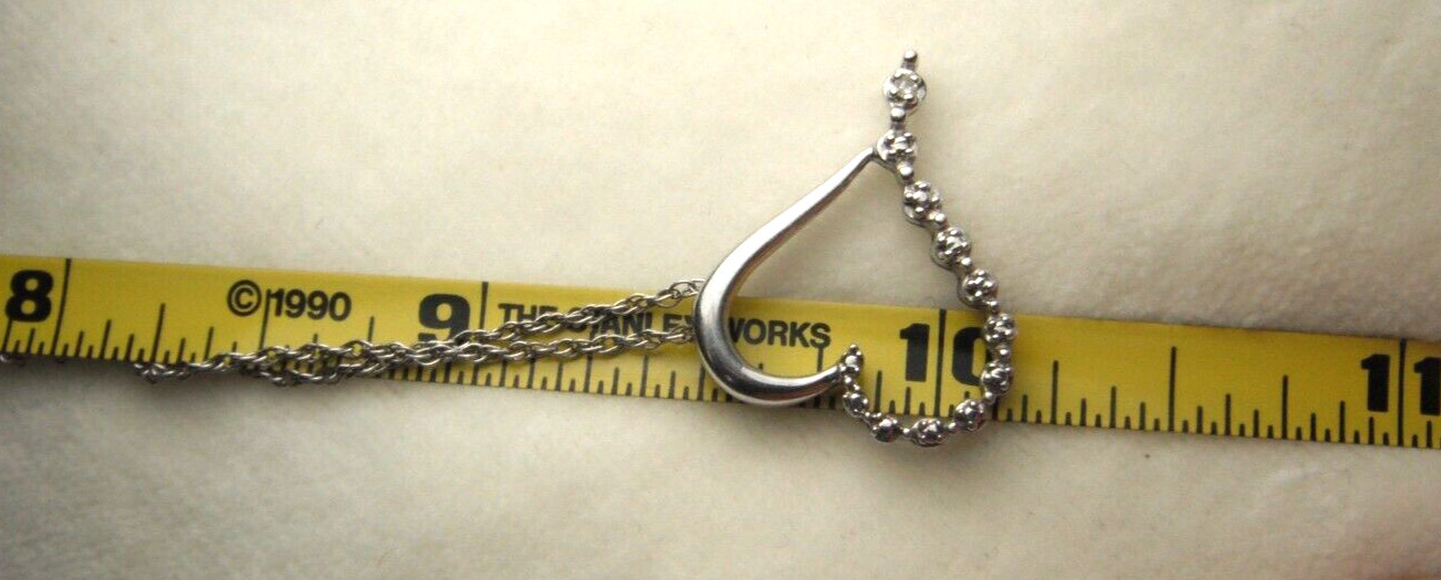 925 Heart 1 Diamond 925 19″ Singapore Chain Spring Ring Clasp 2.32g