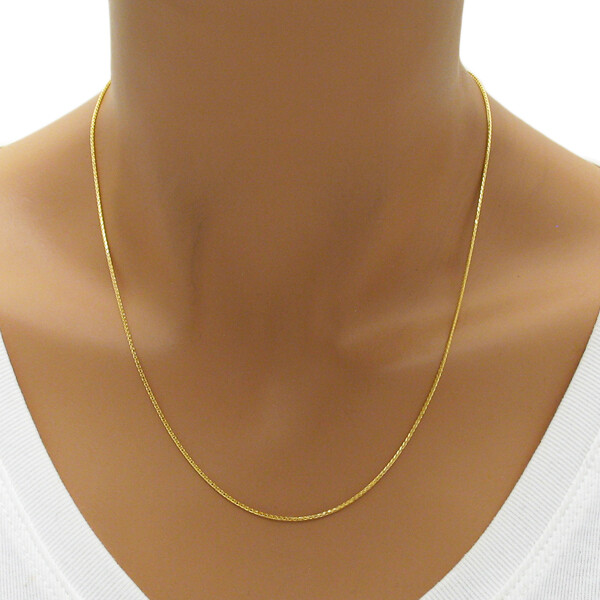 10K Yellow Gold Wheat Chain Necklace 1mm 16″-24″