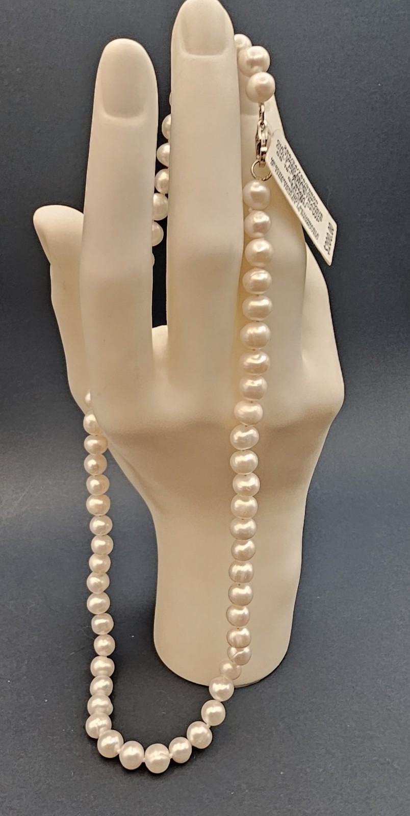 MACY’S 18″ Cultured Freshwater Pearl Opaque Sterling Silver Necklace (7-8mm) 30g