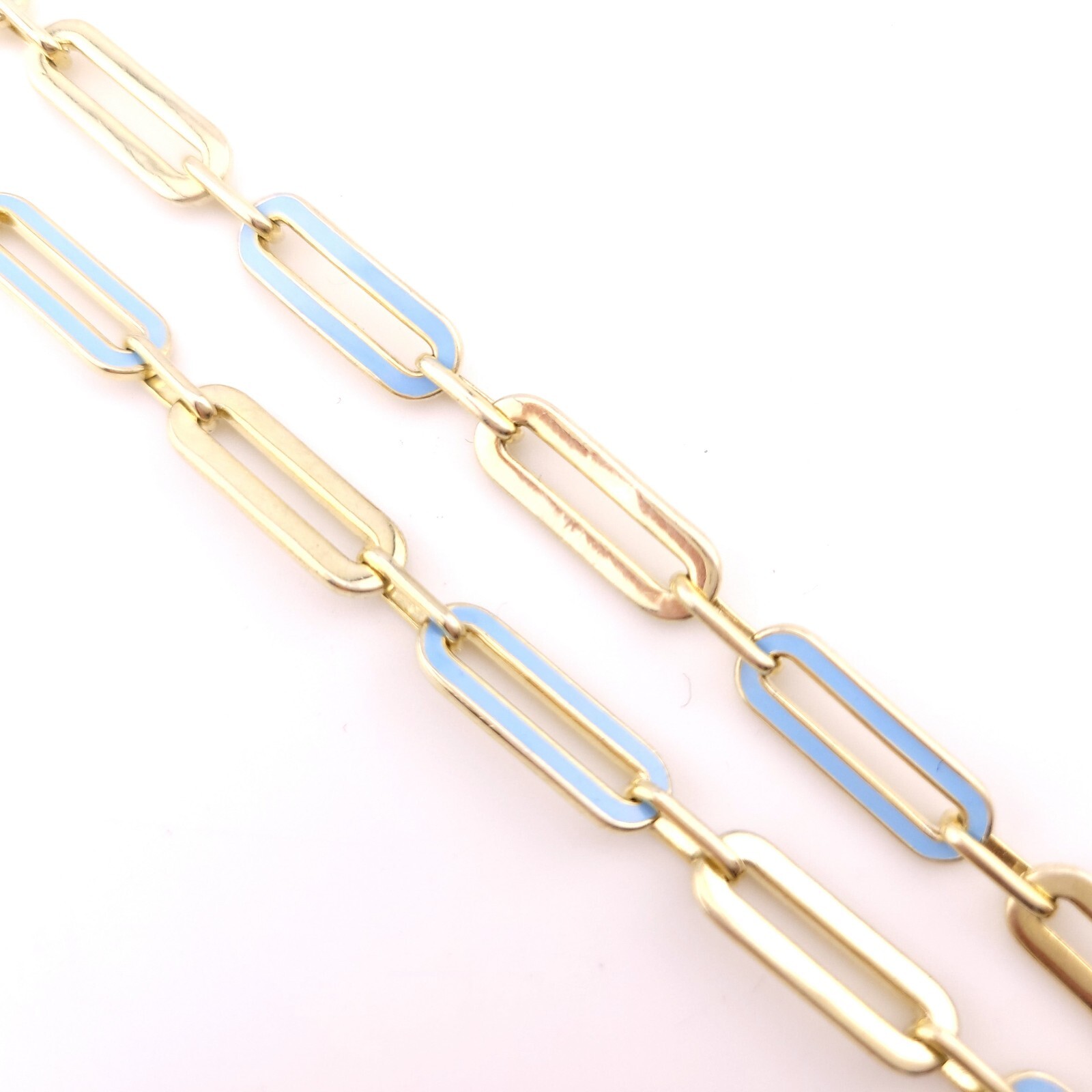 Adinas Jewels Sterling Silver Gold Tone Pastel Blue Enamel Paper Clip Necklace