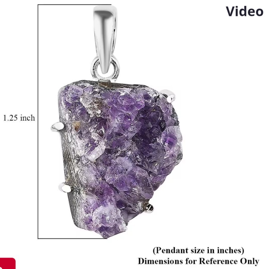 Rough Cut Geode Amethyst 34.15 ctw Pendant without Chain in Sterling Silver53