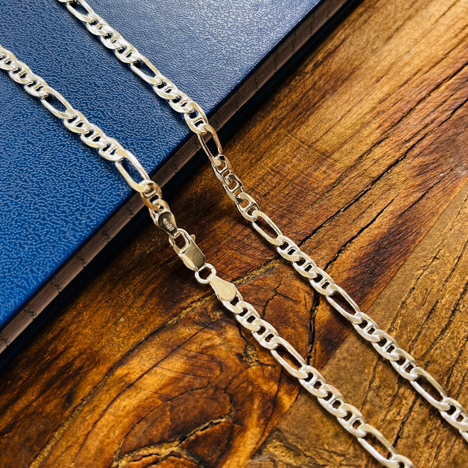 Real Solid Sterling Silver Figarucci Mens Boys Chain Bracelet or Necklace