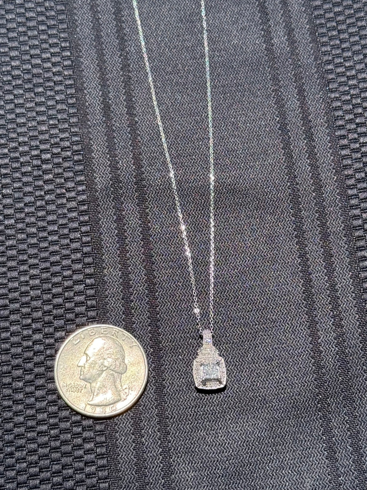 1/3 CTW Diamond Cluster Quad Halo 10K White Gold Pendant + 18″ Chain $678 Retail