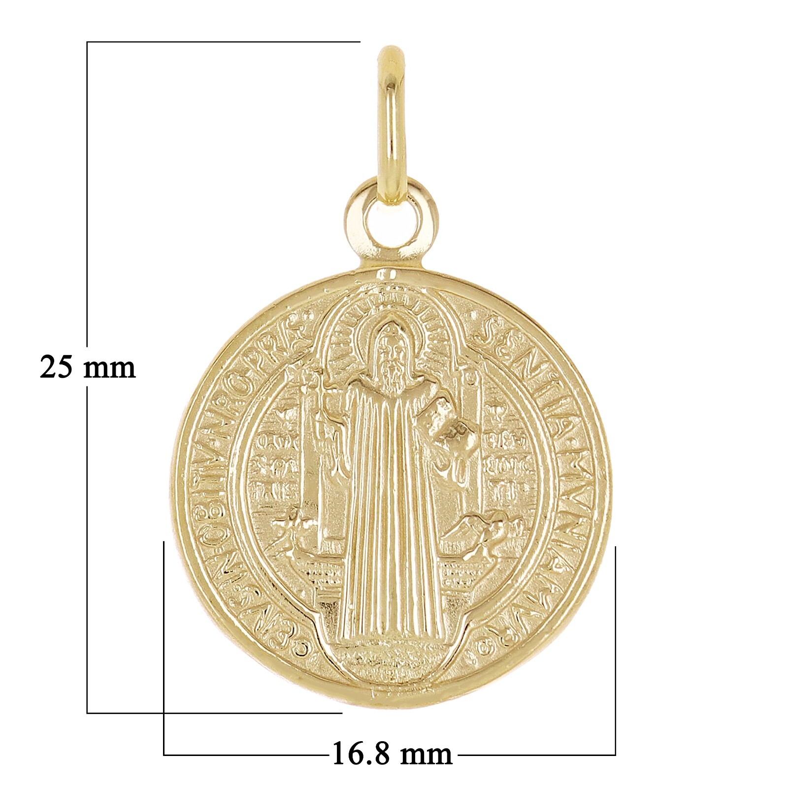 14k Yellow Gold Round Saint Benedict Medal Charm Pendant 1″ 2.9 grams