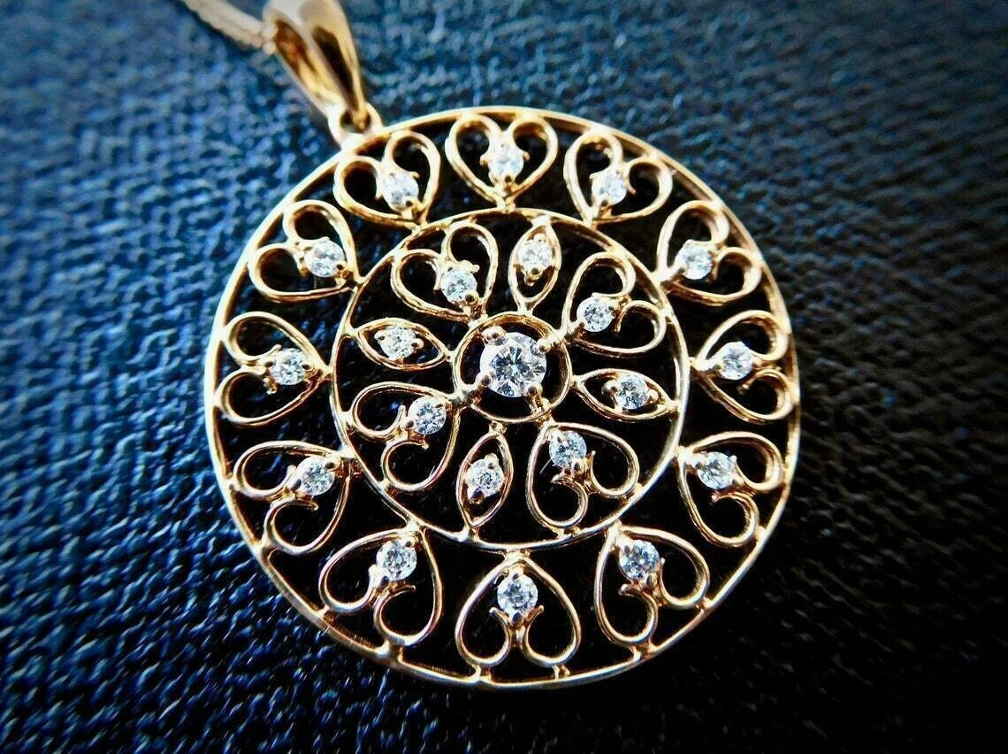 2 Ct Round Cut White Lab Created Women’s Circle Pendant 14K Yellow Gold Plated