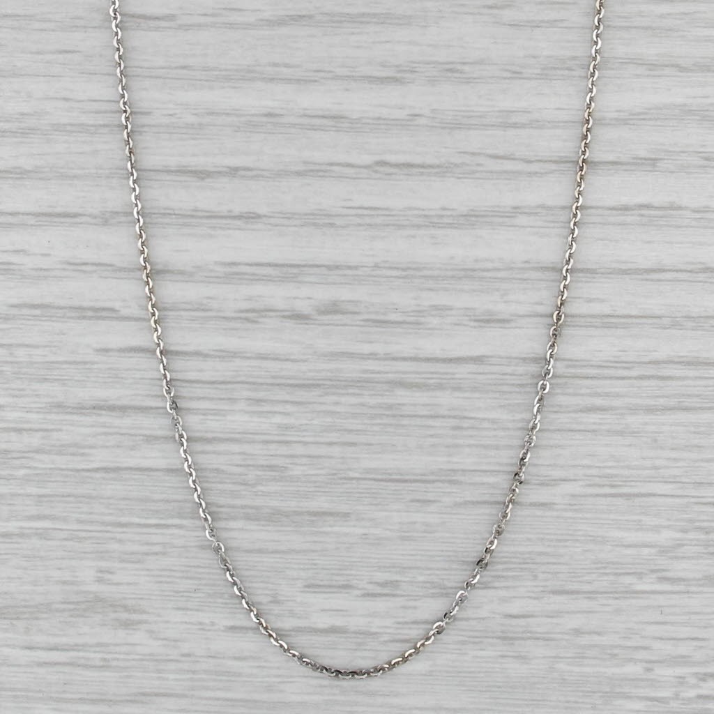 Cable Chain Necklace 14k White Gold Adjustable up to 24″ 0.9mm