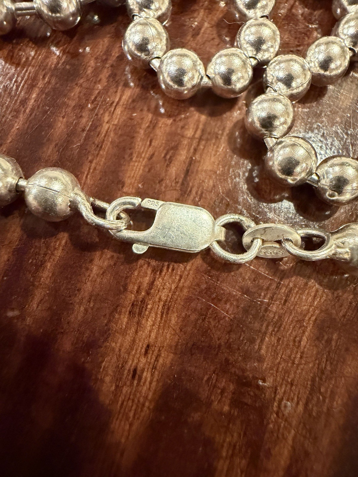 999 Fine Silver 5mm Ball Bead Necklace 925 Lobster Clasp ~25.94g 22” (Unbranded)